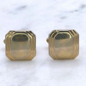 Vintage Mens Swank Gold Tone Square Geometric Bullet Back Small Cufflinks